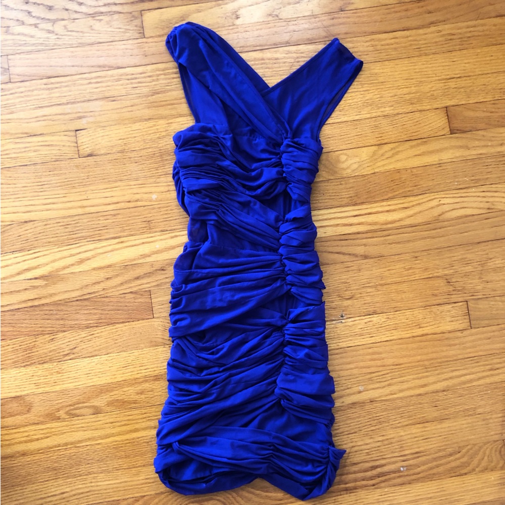 Y2K Dark Plum XXS scrunch mesh dress